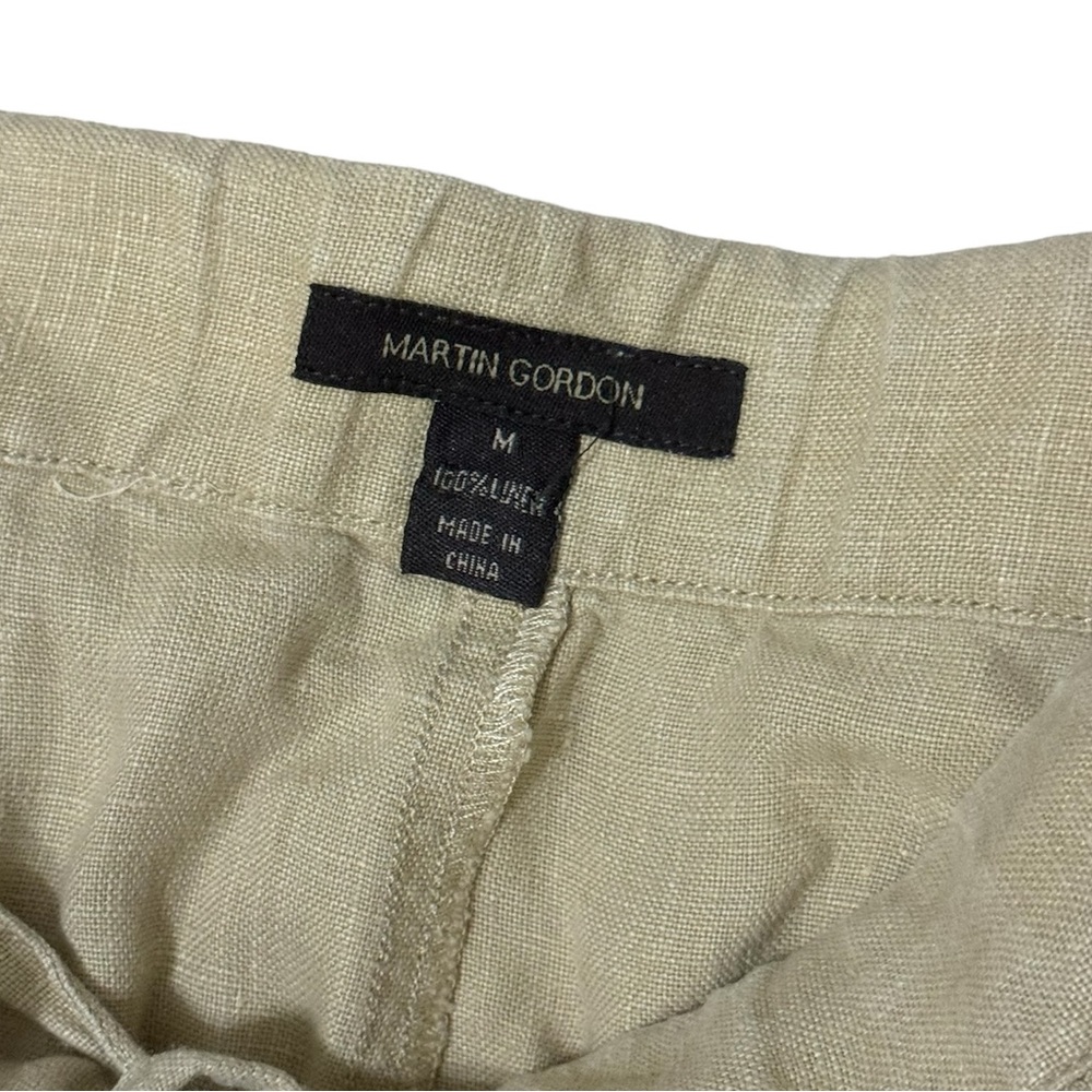 Martin Gordon 💯 Linen Khaki Drawstring Pants Medium - Picture 2 of 5